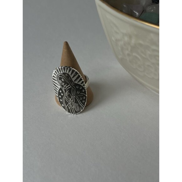 Virgin of Guadalupe Ring 925 Sterling Silver Size 10 Mexican Devotional Jewelry - Picture 3 of 16